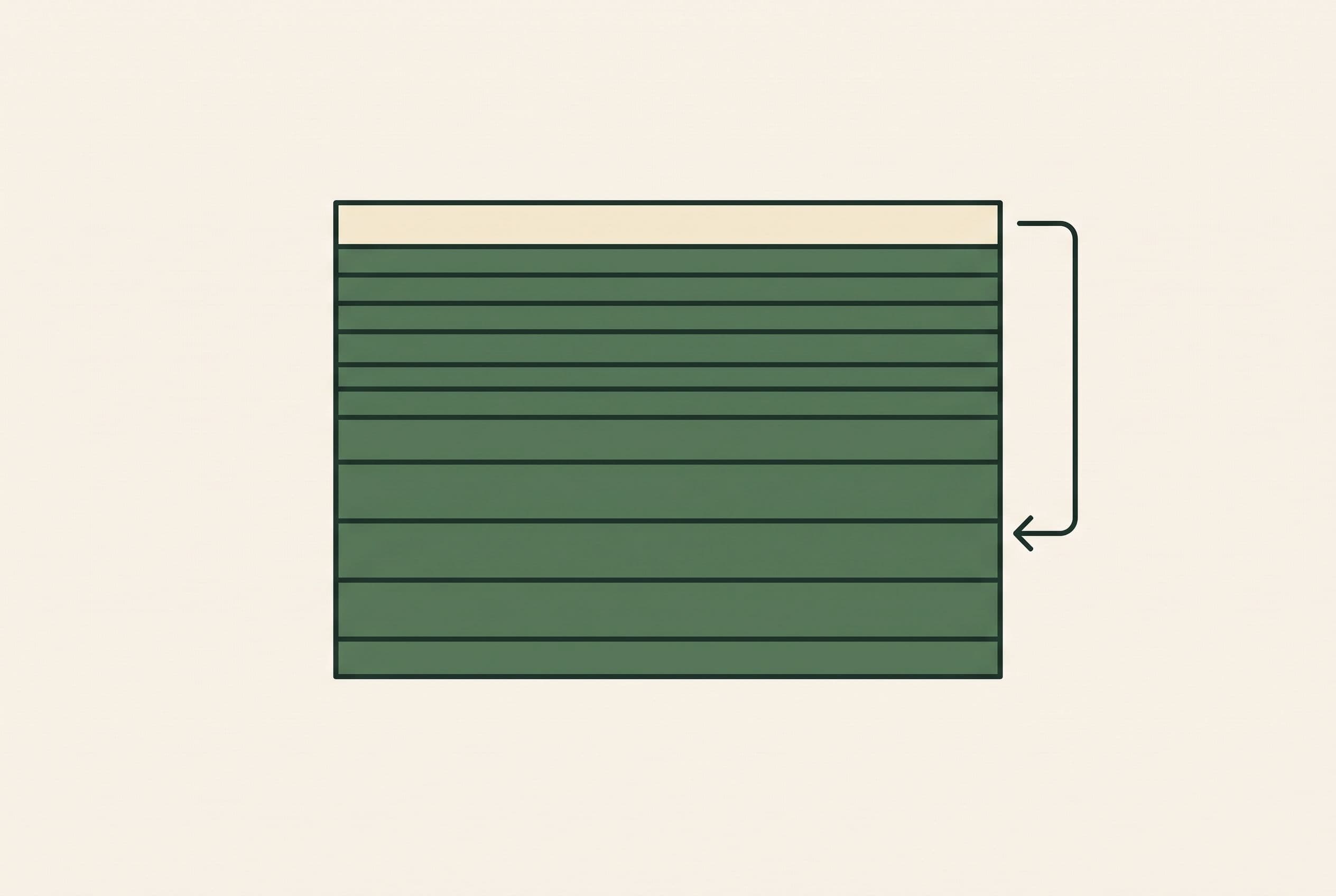 Editorial illustration of layered strata with a thin fresh top layer, representing a cached prompt prefix